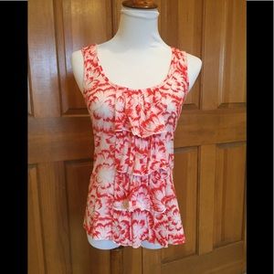 Anthropologie Floral Red and White Tank Top
